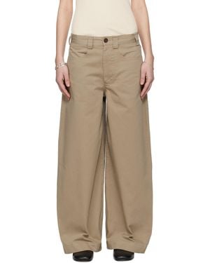 Meta Campania Collective Taupe Egon Wide-Leg Washed Midweight Cotton Trousers - Natural