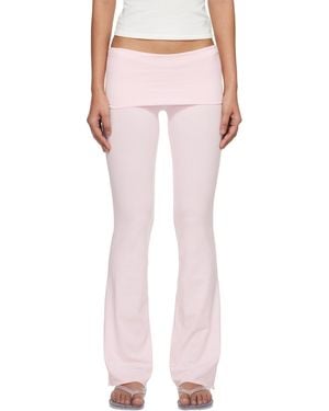 Skims Pantalon De Détente Rose À Taille Repliée - Blanc
