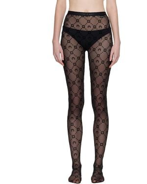 Marine Serre Recycled Mesh Flock Tights - Black