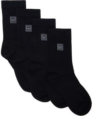 TOTEME Two-Pack Monogram Socks - Black