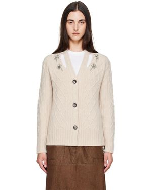 Simone Rocha Cardigan En Tricot Câblé À Découpes Et À Ornements - Neutre