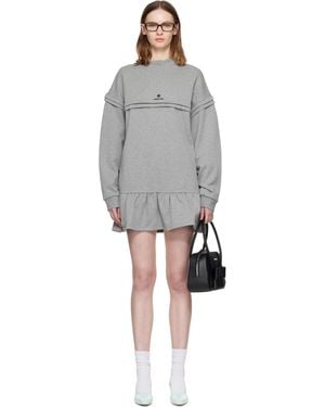ShuShu/Tong Raw-Edge Wave Collar Tuck Detail Sweatshirt Minidress - Black