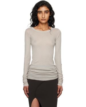 Rick Owens Off- Concordians Mini Rib Ls T-Shirt - Black