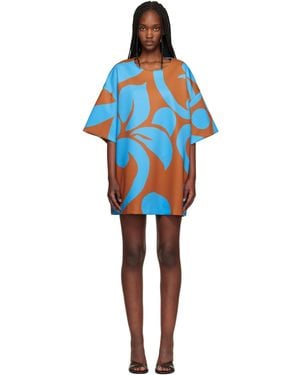 Dries Van Noten Tan Oversized Minidress - Blue