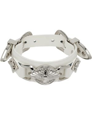 Toga Double Buckle Leather Bangle Bracelet - Metallic