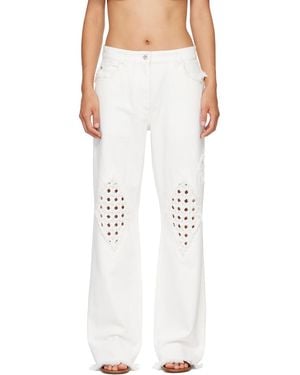 Ferragamo Frayed Detail Jeans - White