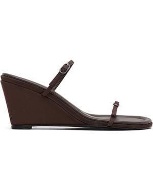 St. Agni Petit Belt Detail Wedge Heeled Sandals - Black