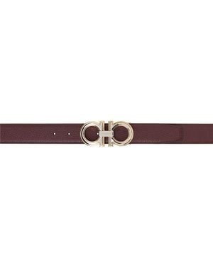 Ferragamo Burgundy & Black Gancini Reversible Belt