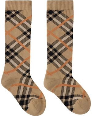 Burberry Check Cotton Blend Socks - Natural