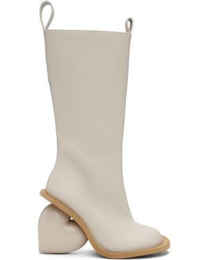 Yume Yume Bottes Hautes Grises À Talon En Forme De Cœur - Blanc