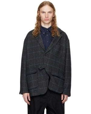 Engineered Garments Asymmetric Wool-Blend Blazer - Blue