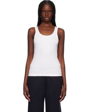 CDLP Débardeur Blanc En Jersey Côtelé - Noir