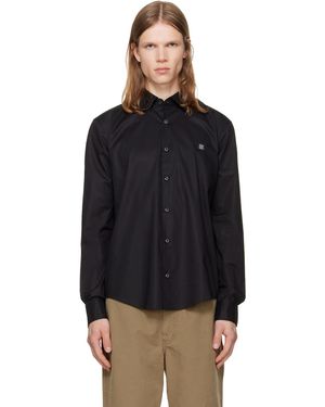 HUGO Stretch-Cotton Canvas Slim-Fit Shirt - Black