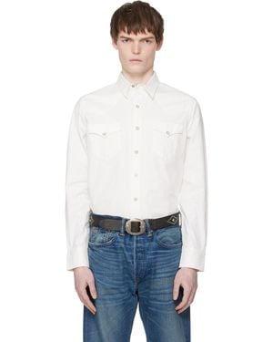 RRL Slim Fit Poplin Western Shirt - White
