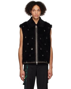 Feng Chen Wang Embellished Faux-Fur Vest - Black