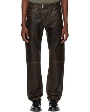 Enfants Riches Deprimes Moto Fly Straight Leg Leather Trousers - Black
