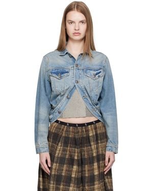 R13 Wrap Around Denim Trucker Jacket - Blue