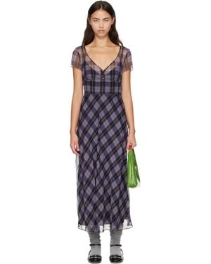 Marc Jacobs Plaid Chiffon Midi Dress - Blue