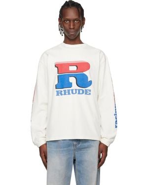 Rhude オフホワイト Split Petrol Logo 長袖Tシャツ - マルチカラー