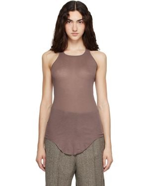 Rick Owens Tower Basic Rib Tank Top - Brown