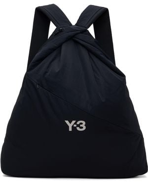 Y-3 ブラック ロゴプリント バックパック