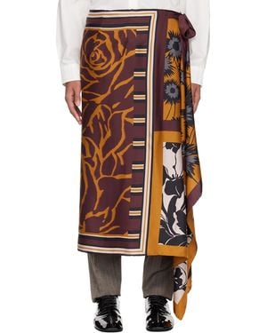 Dries Van Noten Burgundy Long Wrap Scarf Skirt - Orange