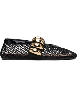 Alaïa Fishnet Jewel Ballerina Flats - Black