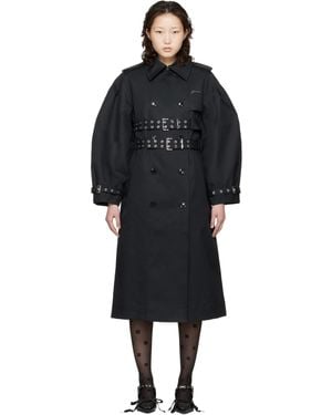 Ganni Bonded Cotton Trench Coat - Black