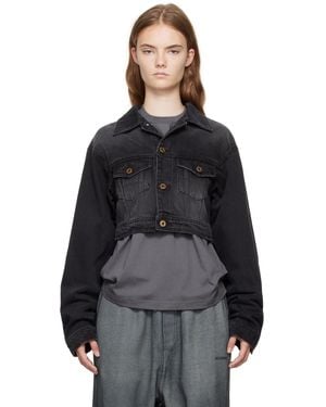 we11done Cropped Denim Jacket - Black