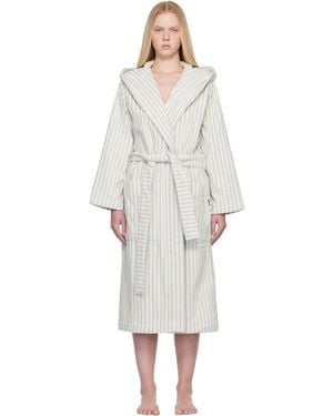 Tekla Off- & Terry Hooded Bathrobe - Black