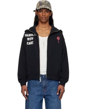Ashley Williams 'Care' Butterfly Hoodie - Black