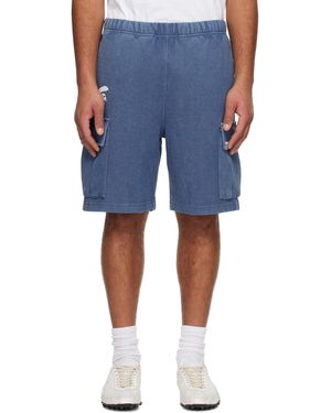 Aape By A Bathing Ape Short Cargo De Survêtement Bleu À Logo Moonface