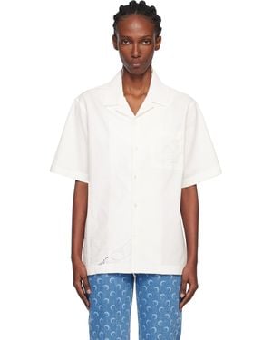 Marine Serre Off- Regenerated Household Linen S/S Bowling Shirt - White