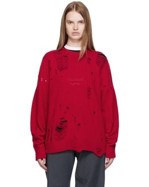 Charles Jeffrey Distressed Logo Jumper - Red