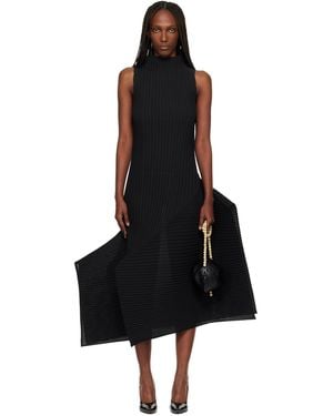 Issey Miyake Fold Pleats Midi Dress - Black