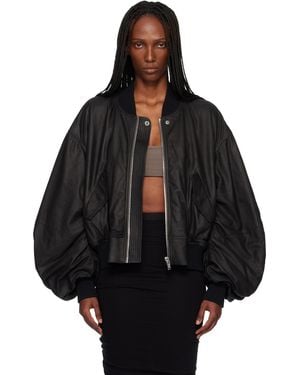 Rick Owens Temple Secchia Flight Leather Jacket - Black