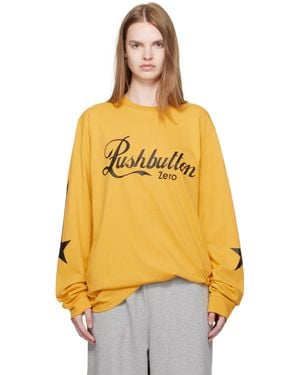 Pushbutton Printed Graphic Long Sleeve T-Shirt - Yellow