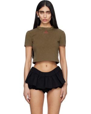 ShuShu/Tong Khaki Wave Lace Collar T-Shirt - Black