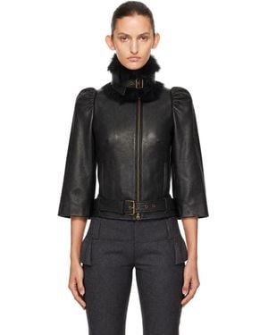 KNWLS Victoria Collar Leather Jacket - Black