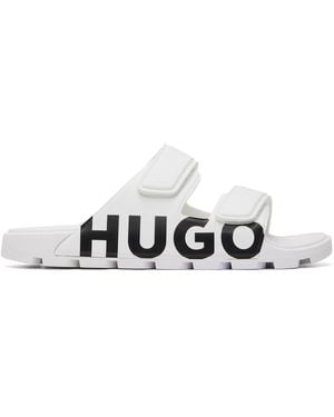 HUGO Double Touch-Closure Straps Logo Sandals - Black