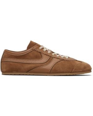 Dries Van Noten Tan Suede Trainers - Black