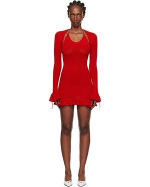 GUIZIO Robe Courte Rouge En Crochet À Corsage Bain De Soleil