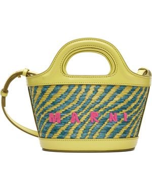 Marni Wavy Raffia-Effect Tropicalia Micro Tote - Yellow