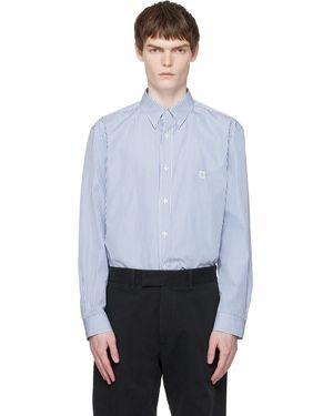 Balmain Embroidered Pinstripe Popeline Regular Shirt - Grey