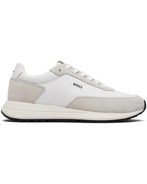 BOSS Off- Suede Trim Trainers - Black