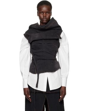 OTTOLINGER Drape Collar Denim Top - Black