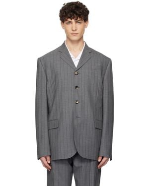 Moschino Wool Pinstripe Blazer - Black