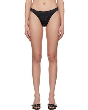 Shadowplay Ruffled Thong - Black
