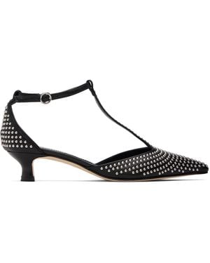 Aeyde Liz Mini Stud Leather Heels - Black