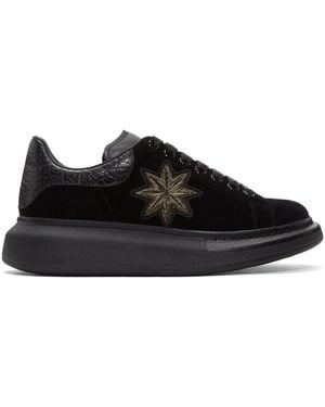 McQueen Black Velvet Oversized Trainers